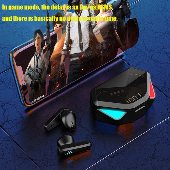 TWS-Y04 Bluetooth 5.0 TWS Binaural True Stereo Touch Control Gaming Earphone with LED Charging Case(Black)