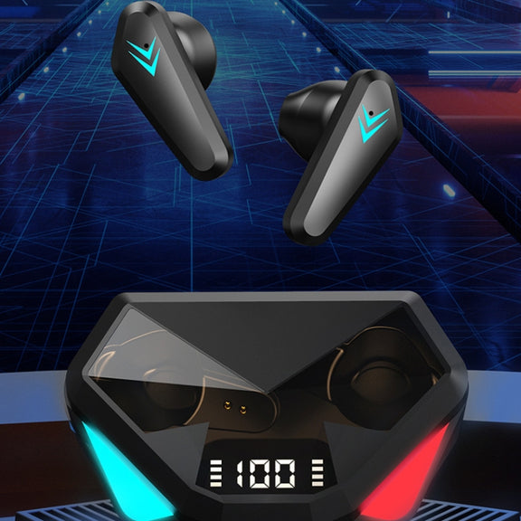 TWS-Y04 Bluetooth 5.0 TWS Binaural True Stereo Touch Control Gaming Earphone with LED Charging Case(Black)