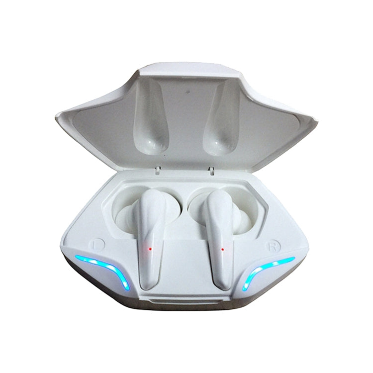 TWS-G11 Bluetooth 5.0 Low Latency TWS Stereo Gaming Earphone with Cool LED(White)