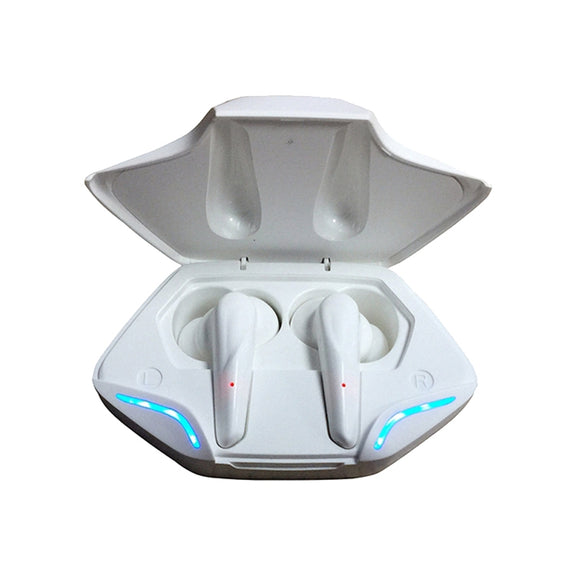 TWS-G11 Bluetooth 5.0 Low Latency TWS Stereo Gaming Earphone with Cool LED(White)