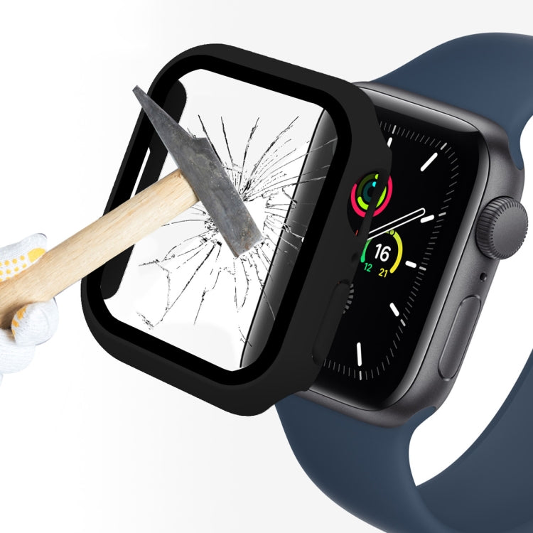 ENKAY Hat-Prince 2 in 1 PC Frame + 9H Tempered Glass Protector Full Coverage Case For Apple Watch Series 8 / 7 45mm(Black)