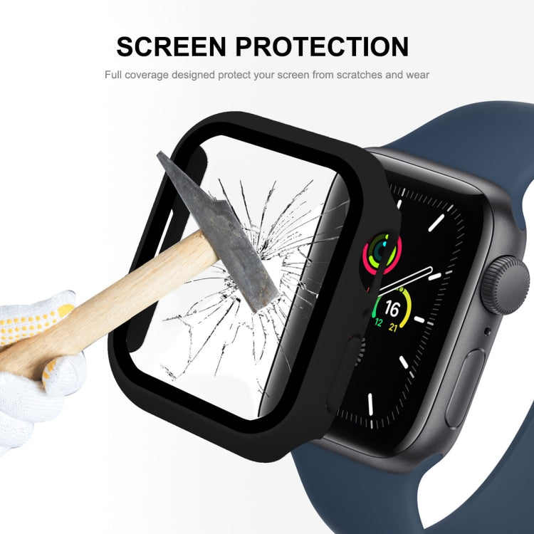 ENKAY Hat-Prince 2 in 1 PC Frame + 9H Tempered Glass Protector Full Coverage Case For Apple Watch Series 8 / 7 45mm(White)