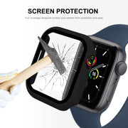 ENKAY Hat-Prince 2 in 1 PC Frame + 9H Tempered Glass Protector Full Coverage Case For Apple Watch Series 8 / 7 45mm(White)