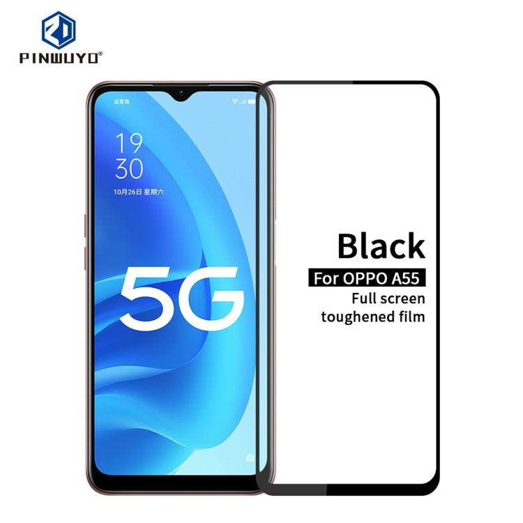 For OPPO A55 PINWUYO 9H 2.5D Full Screen Tempered Glass Film(Black)