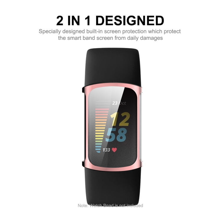 For Fitbit Charge 5/ Charge 6 ENKAY Hat-Prince Full Coverage Electroplated Soft TPU Case Scratch Resistant Cover(Black) - Watch Cases by ENKAY