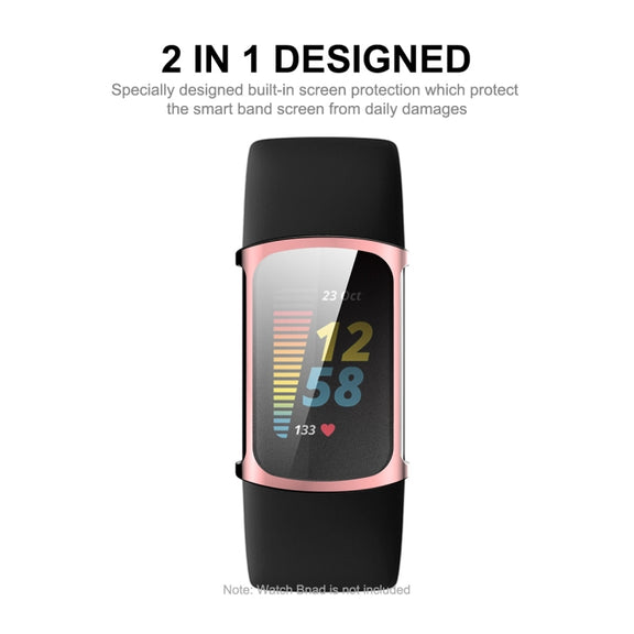 For Fitbit Charge 5/ Charge 6 ENKAY Hat-Prince Full Coverage Electroplated Soft TPU Case Scratch Resistant Cover(Black) - Watch Cases by ENKAY