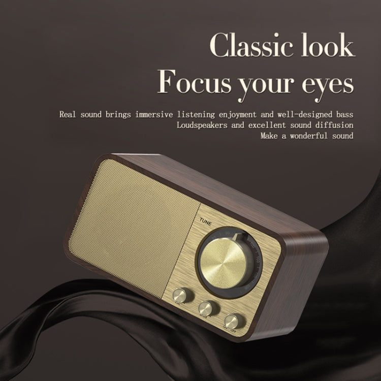 OneDer JY-66 Wooden Wireless BT5.0 Retro Classic Speaker FM Radio Support TF / U-Disk / AUX