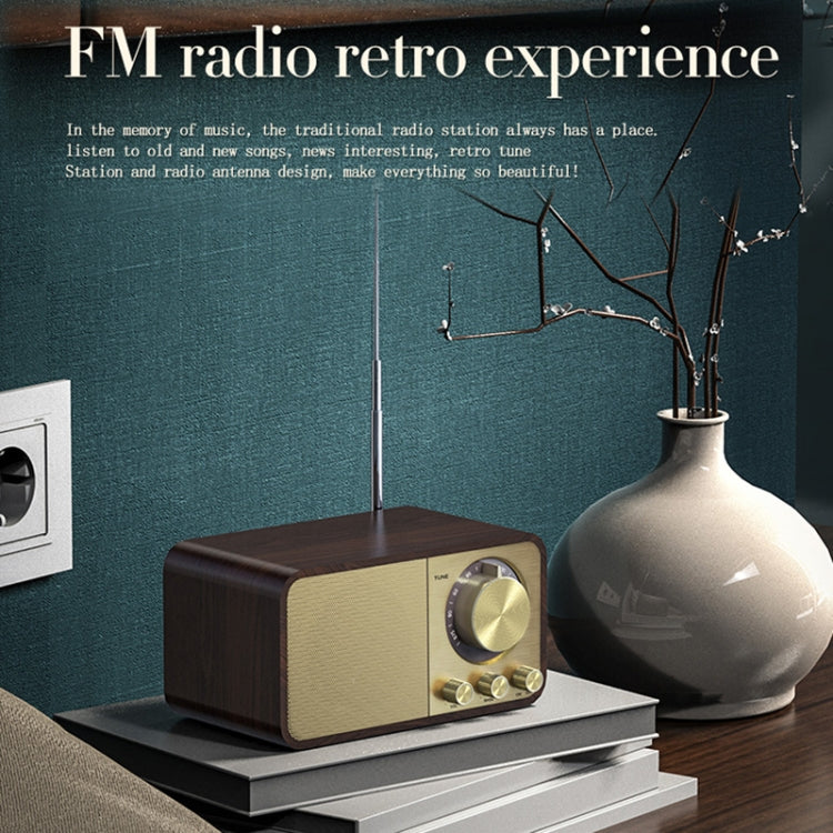 OneDer JY-66 Wooden Wireless BT5.0 Retro Classic Speaker FM Radio Support TF / U-Disk / AUX