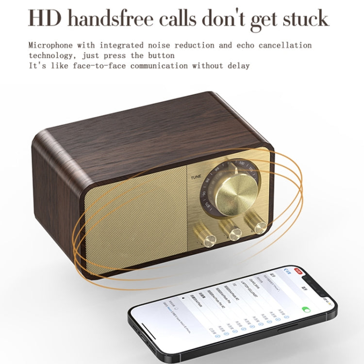 OneDer JY-66 Wooden Wireless BT5.0 Retro Classic Speaker FM Radio Support TF / U-Disk / AUX