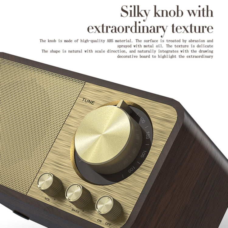 OneDer JY-66 Wooden Wireless BT5.0 Retro Classic Speaker FM Radio Support TF / U-Disk / AUX