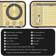 OneDer JY-66 Wooden Wireless BT5.0 Retro Classic Speaker FM Radio Support TF / U-Disk / AUX