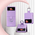 For Samsung Galaxy Z Flip3 5G Skin Feel Folding Phone Case with Drawstring Key Chain(Purple) - Galaxy Phone Cases by PMC TechLife | Online Shopping South Africa | PMC TechLife