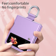 For Samsung Galaxy Z Flip3 5G Skin Feel Folding Phone Case with Drawstring Key Chain(Black)