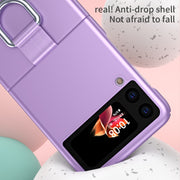 For Samsung Galaxy Z Flip3 5G Skin Feel Folding Phone Case with Drawstring Key Chain(Rose Gold)