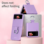 For Samsung Galaxy Z Flip3 5G Skin Feel Folding Phone Case with Drawstring Key Chain(Rose Gold)