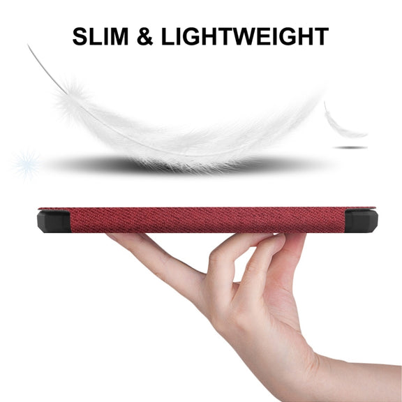 For Amazon Kindle Paperwhite 5 2021 ENKAY Solid Color Denim Texture Horizontal Flip Leather Tablet Case with Sleep / Wake-up Function(Wine Red)