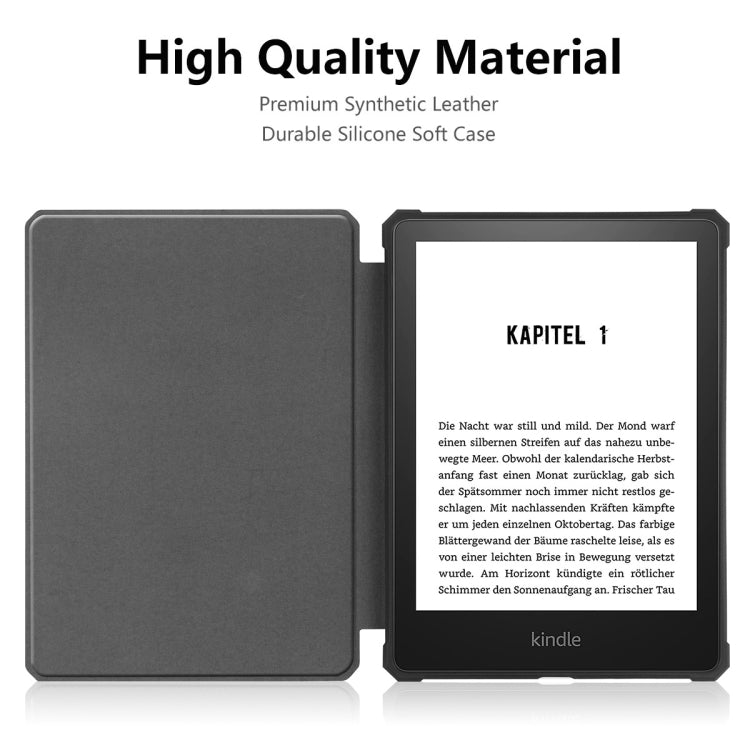 For Amazon Kindle Paperwhite 5 2021 ENKAY Solid Color Denim Texture Horizontal Flip Leather Tablet Case with Sleep / Wake-up Function(Wine Red)