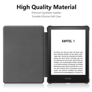 For Amazon Kindle Paperwhite 5 2021 ENKAY Solid Color Denim Texture Horizontal Flip Leather Tablet Case with Sleep / Wake-up Function(Wine Red)
