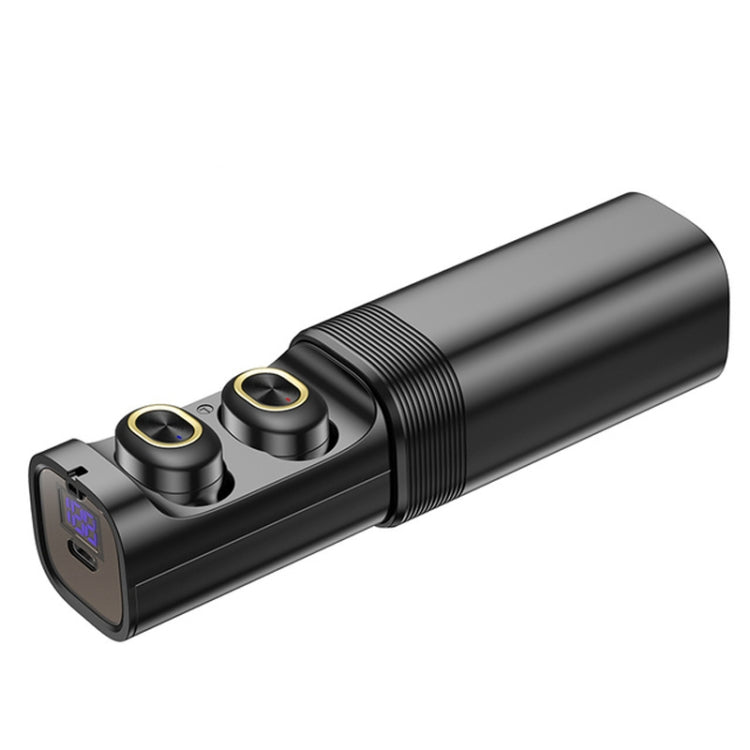 T&G TG909 TWS In-Ear Mini Dual Channel Stereo Bluetooth Earphones with LED Display(Black Gold)