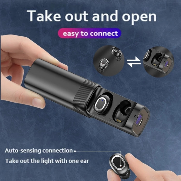 T&G TG909 TWS In-Ear Mini Dual Channel Stereo Bluetooth Earphones with LED Display(Black Gold)