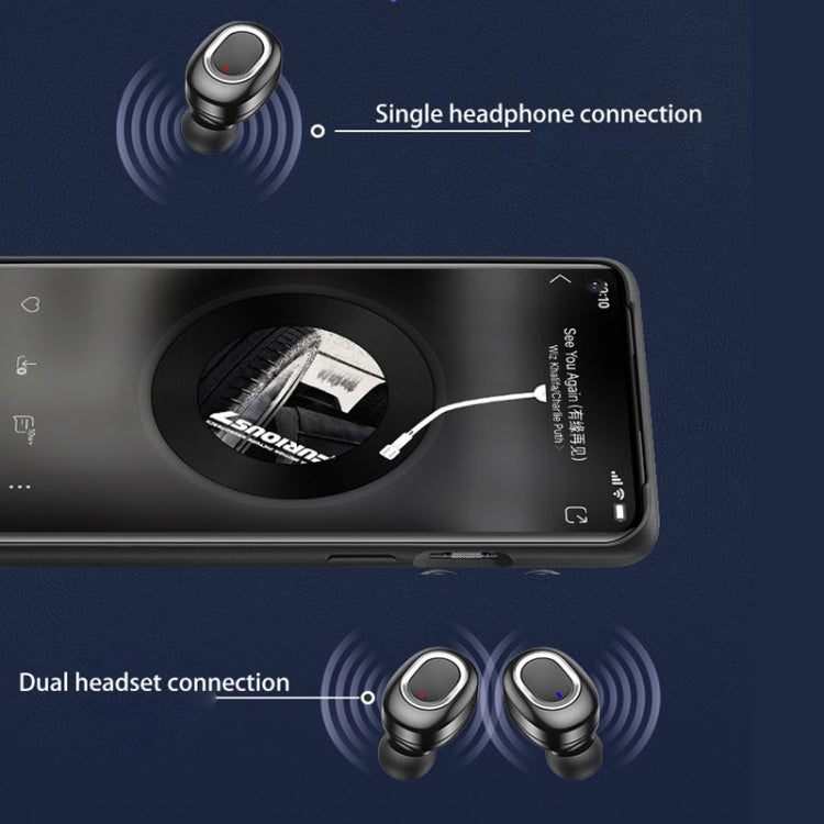 T&G TG909 TWS In-Ear Mini Dual Channel Stereo Bluetooth Earphones with LED Display(Black Silver)