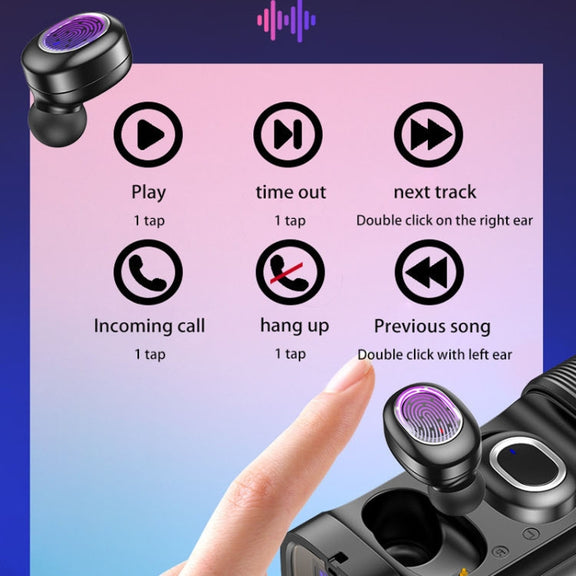 T&G TG909 TWS In-Ear Mini Dual Channel Stereo Bluetooth Earphones with LED Display(Black Silver)