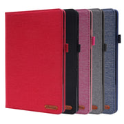 For Samsung Galaxy Tab A8 10.5 2021 Horizontal Flip Fabric PU Leather Tablet Case with Card Slots & Holder(Black)