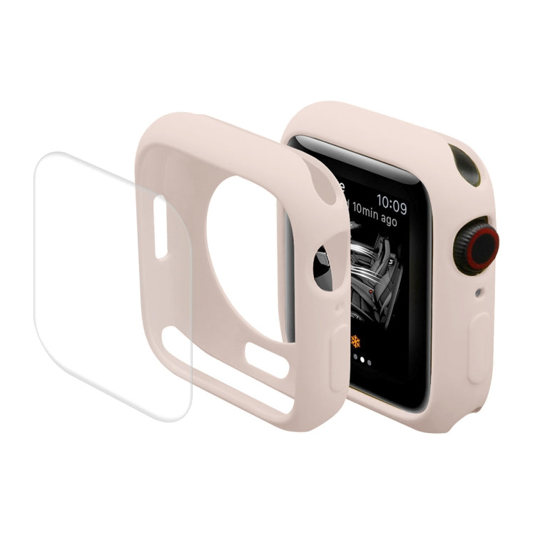 ENKAY Hat-Prince Protective TPU Watch Case + Full Coverage PET Screen Protector Film For Apple Watch Series 8 / 7 41mm(Pink)