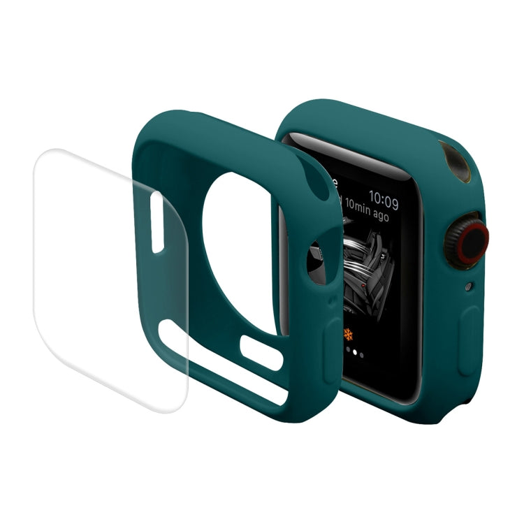 ENKAY Hat-Prince Protective TPU Watch Case + Full Coverage PET Screen Protector Film For Apple Watch Series 8 / 7 41mm(Dark Green)
