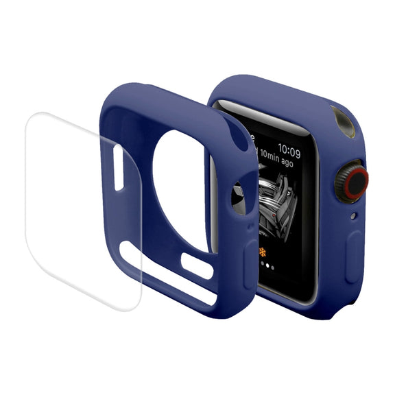 ENKAY Hat-Prince Protective TPU Watch Case + Full Coverage PET Screen Protector Film For Apple Watch Series 8 / 7 41mm(Dark Blue) - Watch Cases by ENKAY