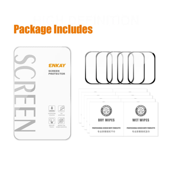 5 PCS ENKAY Hat-Prince 3D Curved Edge Full Coverage Full Tempered Glass HD Screen Protector Film For Apple Watch Series 7 45mm(Black)