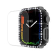ENKAY Hat-Prince Electroplate PC Diamond Watch Case + Full Coverage Curved PET Screen Protector Film For Apple Watch Series 8 / 7 45mm(Black) - Watch Cases by ENKAY
