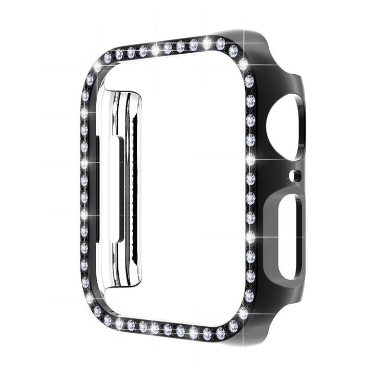 ENKAY Hat-Prince Electroplate PC Diamond Watch Case + Full Coverage Curved PET Screen Protector Film For Apple Watch Series 8 / 7 45mm(Black) - Watch Cases by ENKAY