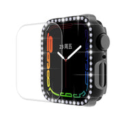 ENKAY Hat-Prince Electroplate PC Diamond Watch Case + Full Coverage Curved PET Screen Protector Film For Apple Watch Series 8 / 7 45mm(Black) - Watch Cases by ENKAY
