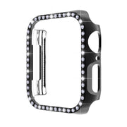 ENKAY Hat-Prince Electroplate PC Diamond Watch Case + Full Coverage Curved PET Screen Protector Film For Apple Watch Series 8 / 7 45mm(Black) - Watch Cases by ENKAY