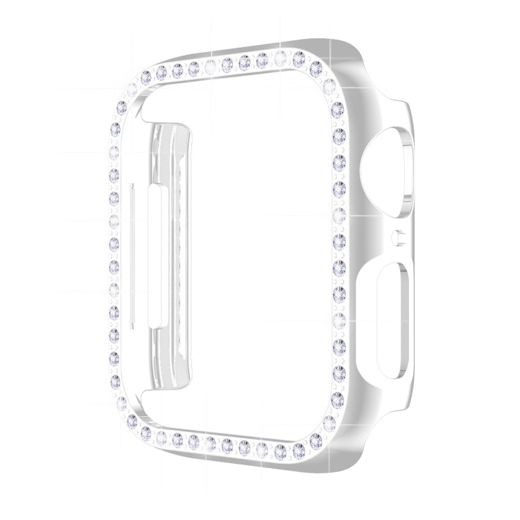 ENKAY Hat-Prince Electroplate PC Diamond Watch Case + Full Coverage Curved PET Screen Protector Film For Apple Watch Series 8 / 7 45mm(Silver) - Watch Cases by ENKAY