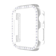 ENKAY Hat-Prince Electroplate PC Diamond Watch Case + Full Coverage Curved PET Screen Protector Film For Apple Watch Series 8 / 7 45mm(Silver) - Watch Cases by ENKAY