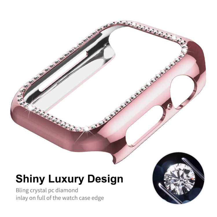 ENKAY Hat-Prince Electroplate PC Diamond Watch Case + Full Coverage Curved PET Screen Protector Film For Apple Watch Series 8 / 7 45mm(Black) - Watch Cases by ENKAY