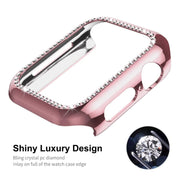 ENKAY Hat-Prince Electroplate PC Diamond Watch Case + Full Coverage Curved PET Screen Protector Film For Apple Watch Series 8 / 7 45mm(Black) - Watch Cases by ENKAY