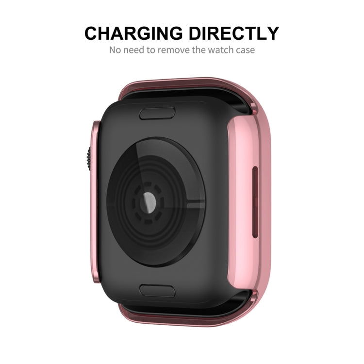ENKAY Hat-Prince Electroplate PC Diamond Watch Case + Full Coverage Curved PET Screen Protector Film For Apple Watch Series 8 / 7 45mm(Black) - Watch Cases by ENKAY