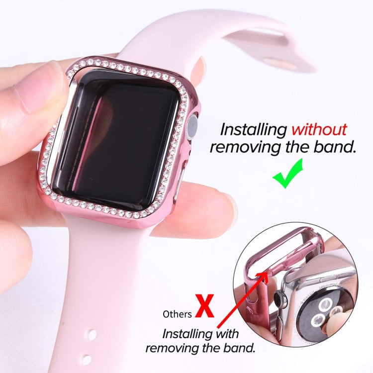 ENKAY Hat-Prince Electroplate PC Diamond Watch Case + Full Coverage Curved PET Screen Protector Film For Apple Watch Series 8 / 7 45mm(Black) - Watch Cases by ENKAY