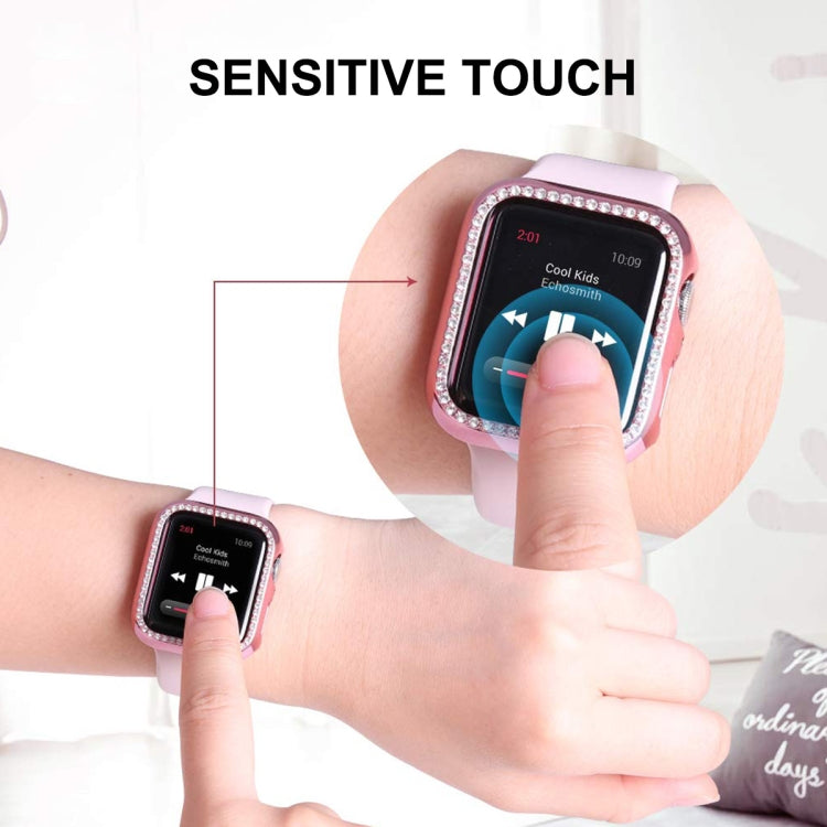 ENKAY Hat-Prince Electroplate PC Diamond Watch Case + Full Coverage Curved PET Screen Protector Film For Apple Watch Series 8 / 7 45mm(Black) - Watch Cases by ENKAY