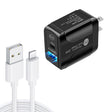 PD25W USB-C / Type-C + QC3.0 USB Dual Ports Fast Charger with USB to 8 Pin Data Cable, US Plug(Black) - USB Charger by PMC TechLife | Online Shopping South Africa | PMC TechLife | Buy Now Pay Later Mobicred