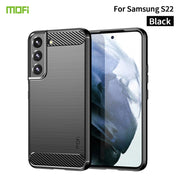 For Samsung Galaxy S22 5G MOFI Gentleness Series Brushed Texture Carbon Fiber Soft TPU Case(Black)
