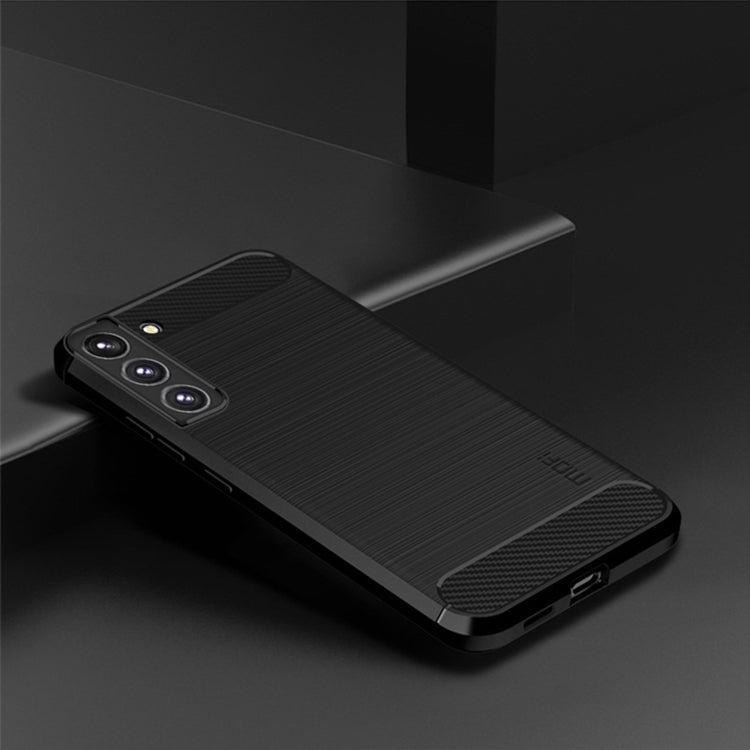 For Samsung Galaxy S22 5G MOFI Gentleness Series Brushed Texture Carbon Fiber Soft TPU Case(Black)