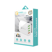 QC-04 QC3.0 + 3 x USB2.0 Multi-ports Charger with 3A USB to 8 Pin Data Cable,US Plug(White)