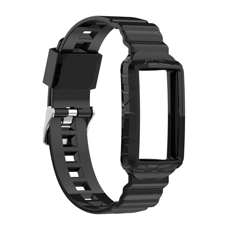 For Fitbit Charge 4 SE Silicone One Body Armor Watch Band(Black)