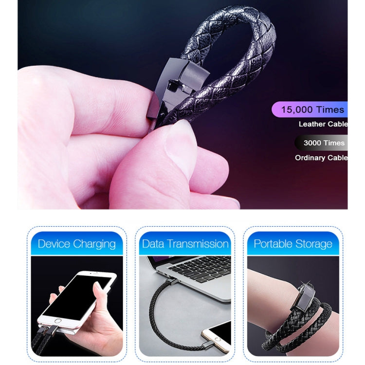 XJ-73 20cm USB to 8 Pin Bracelet Charging Data Cable(Brown)