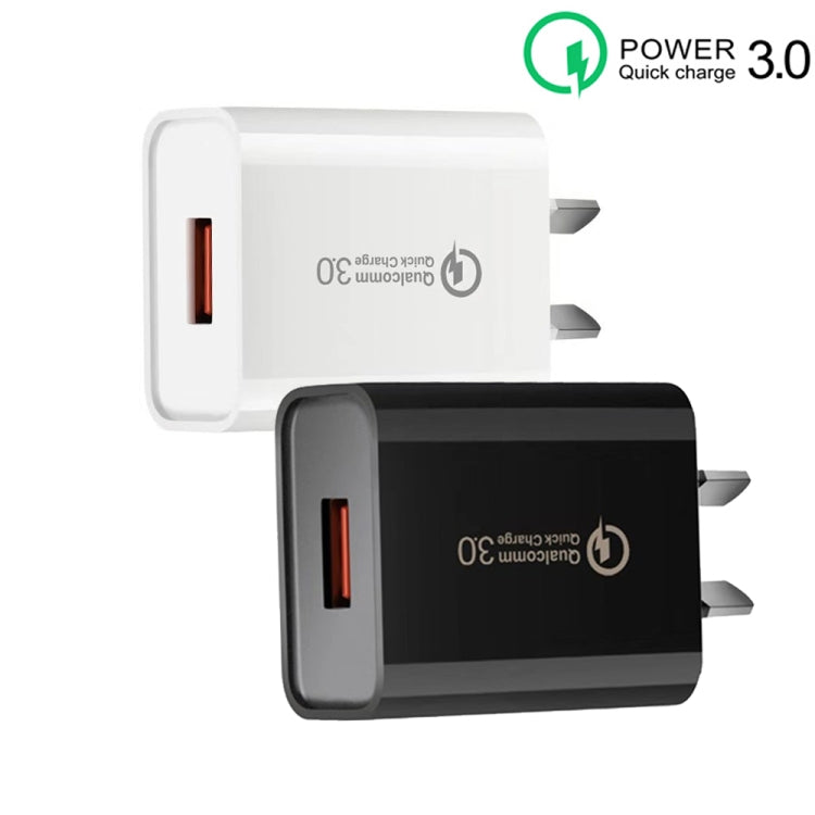 CA-25 QC3.0 USB 3A Fast Charger with USB to 8 Pin Data Cable, AU Plug(Black)