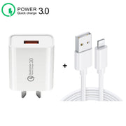 CA-25 QC3.0 USB 3A Fast Charger with USB to 8 Pin Data Cable, AU Plug(Black)